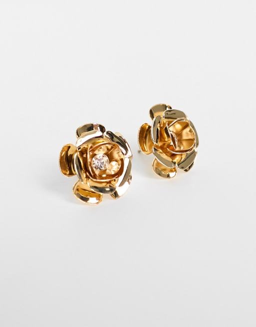 True Decadence flower stud earrings in gold, 2 of 4