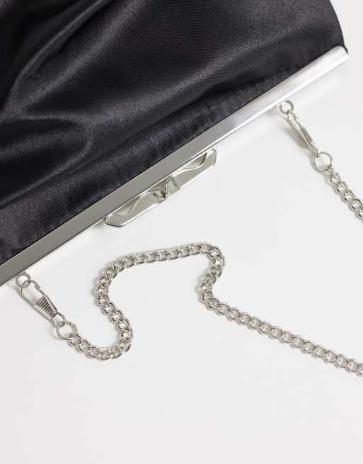 True Decadence framed clutch bag in black satin, 3 of 4