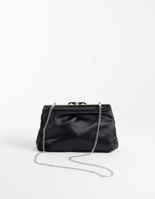True Decadence framed clutch bag in black satin, 4 of 4