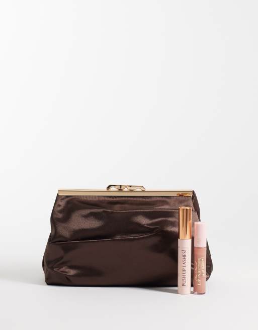 True Decadence framed clutch bag in chocolate satin, 3 of 4