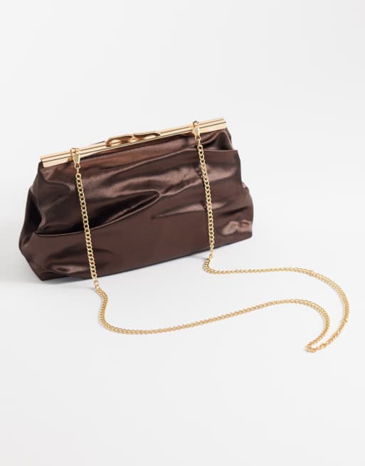 True Decadence framed clutch bag in chocolate satin, 4 of 4