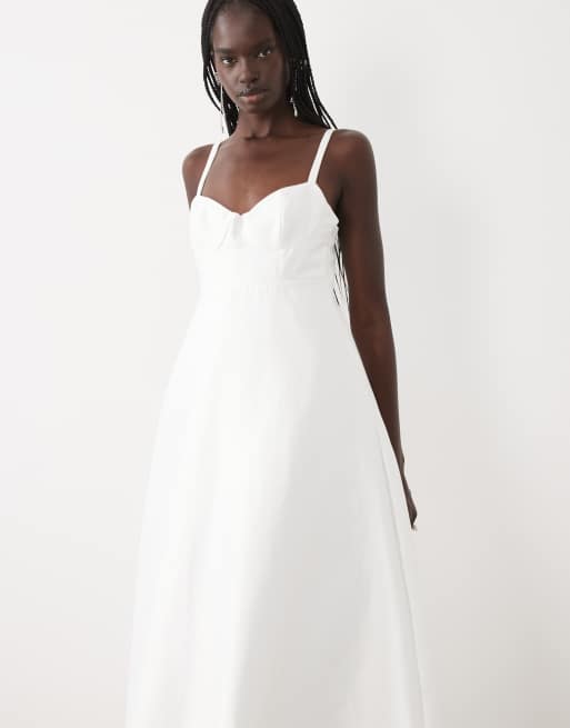True Decadence Frill bottom maxi dress in off white, 3 of 4