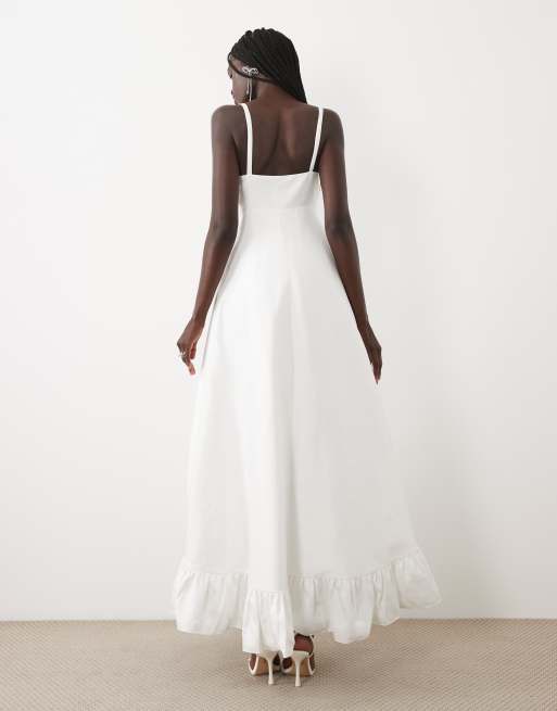 True Decadence Frill bottom maxi dress in off white, 4 of 4