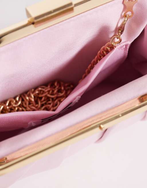 True Decadence - Geplooide satijnen clutch tas in roze , 3 van 4