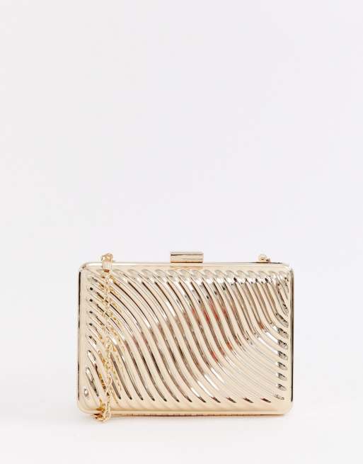 Gold square store clutch bag