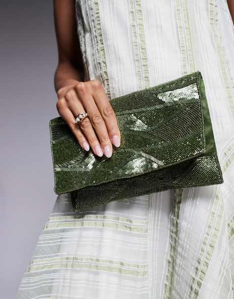 True Decadence - Grøn kuvert-clutch med pailletmønster - view 1