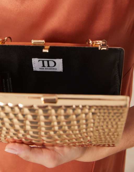 True Decadence – Guldfärgad, strukturerad axelväska, 3 av 4