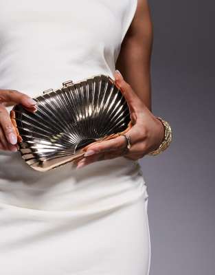 True Decadence - Guldfarvet clutch-taske i metal med tekstur - view 1