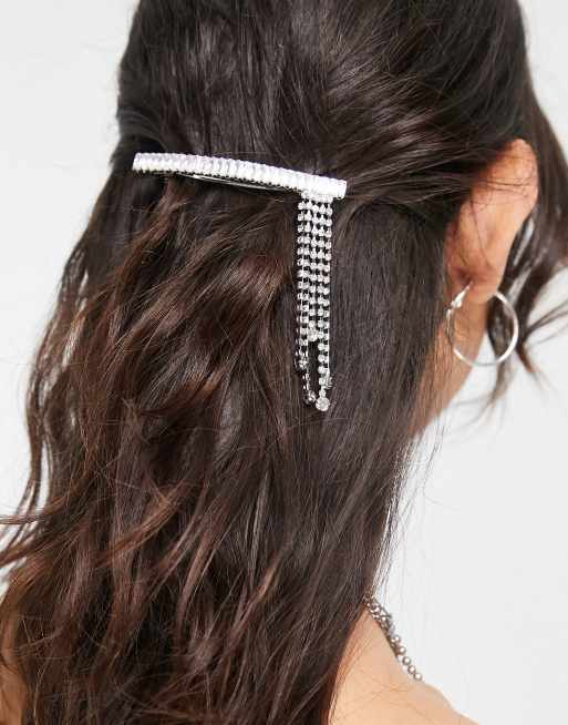 True Decadence - Haarclip in zilver met kristallen en ketting