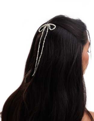 Eternal Beauty Haarspange Mit Schleife – 2 Stück, Große Schleifen Aus Pailletten (Silber & Bernsteingold)