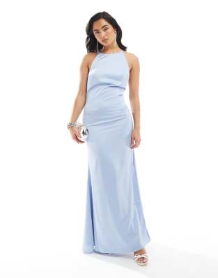 asos True Decadence Halterneck bias cut maxi dress in cornflower blue