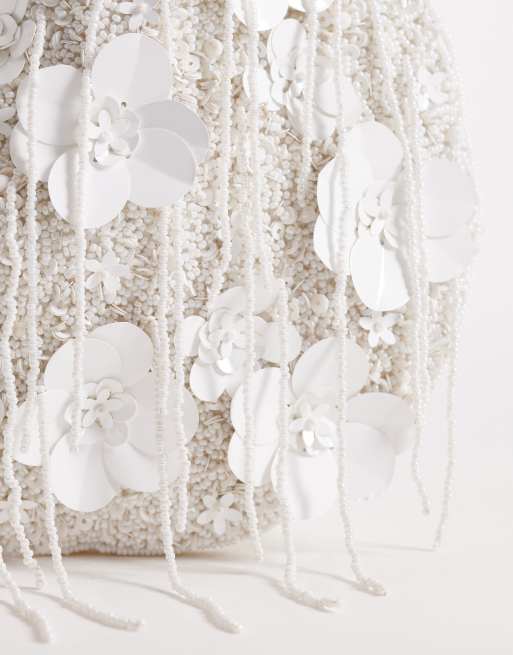 True Decadence - Handtas met 3D bloemenversiering in wit, 4 van 4