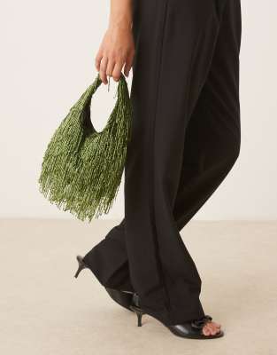 True Decadence - Handtasche in Dunkelgrün mit Perlenbesatz