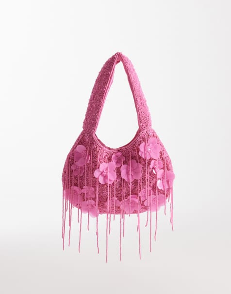 True Decadence – Handtasche in Hellrosa mit 3D-Blumenverzierung - view 1