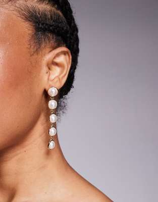 True Decadence - Hängeohrringe in Gold mit Perlen-Detail-Goldfarben