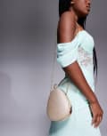 [True Decadence] True Decadence hard clutch bag with crossbody strap in gold glitter-Pink No Size GOLD