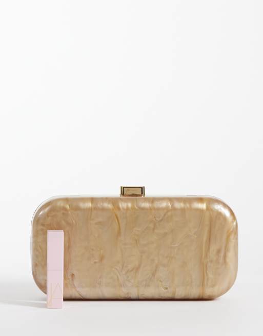 True Decadence hard form clutch in brown marble resin, 2 of 4