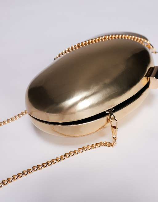 True Decadence - Harde, gesmolten clutch tas met afneembare crossbody band in goud, 3 van 4