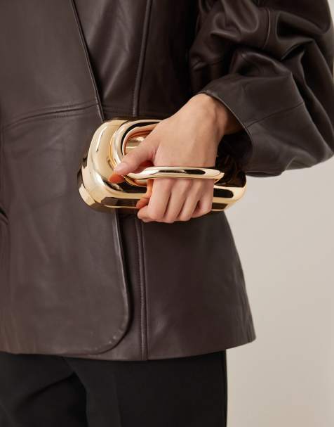 True Decadence – Hartschalen-Clutch in Gold mit Tragegriff - view 1