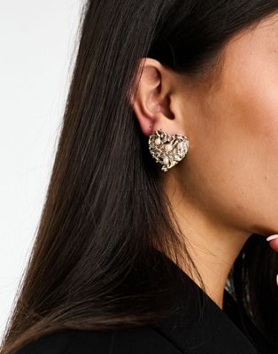 True Decadence heart earrings with faux pearls in gold - ASOS Price Checker