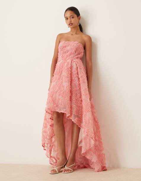 True Decadence High low strapless dress in rose pink
