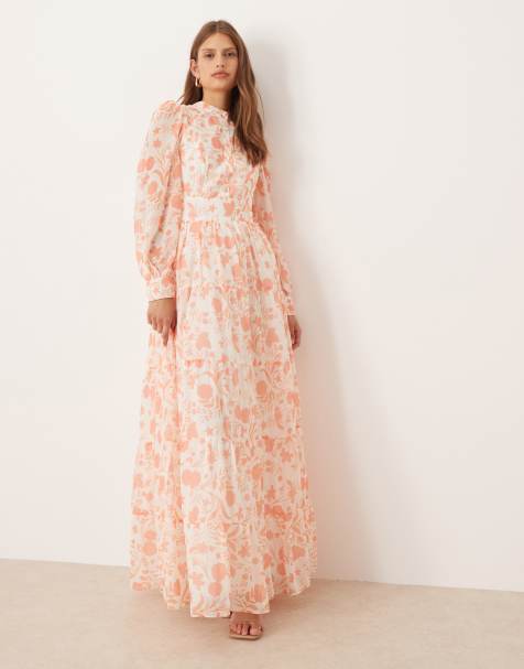 True Decadence High-neck maxi dress in ivory rust floral - view 1