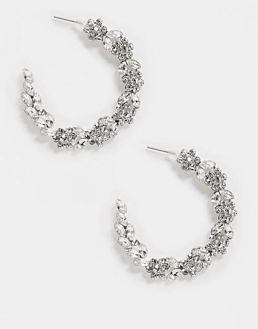True Decadence hoop earrings in silver crystal | ASOS