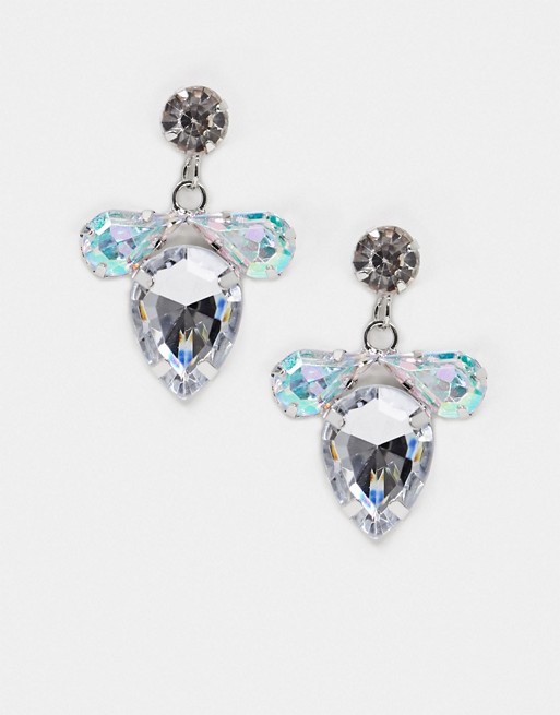 True Decadence irridescent crystal stud earrings with tear drop