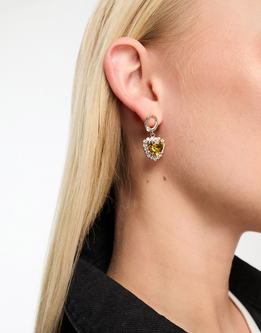 True Decadence jewel heart earrings in gold