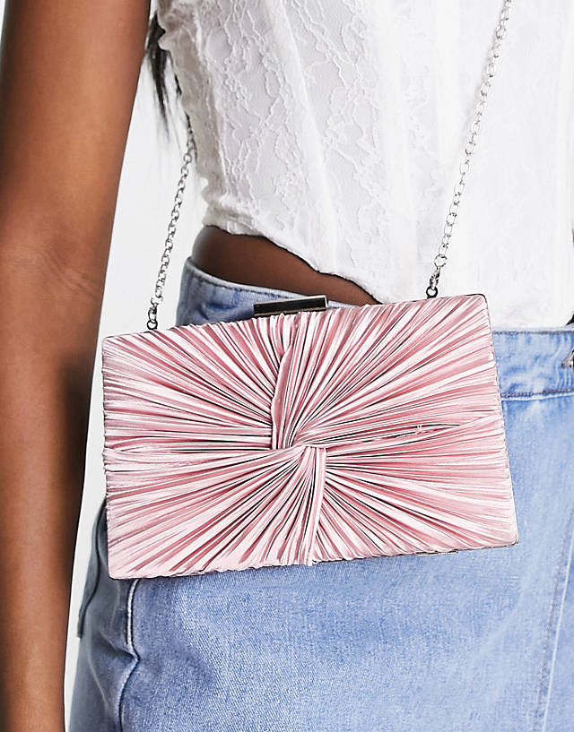 True Decadence - knot pleated crossbody bag in pale pink