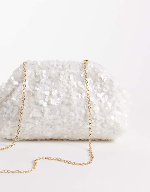 True Decadence - Kussen clutch tas met lovertjes in wit, 4 van 4