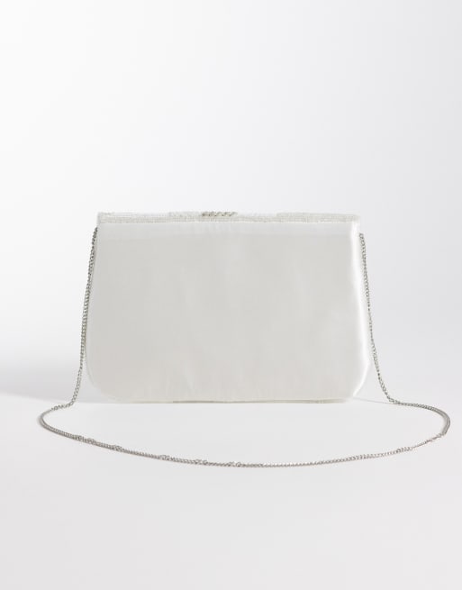 True Decadence – Kuvert-Clutch in Weiß mit Perlenverzierung, 4 von 4
