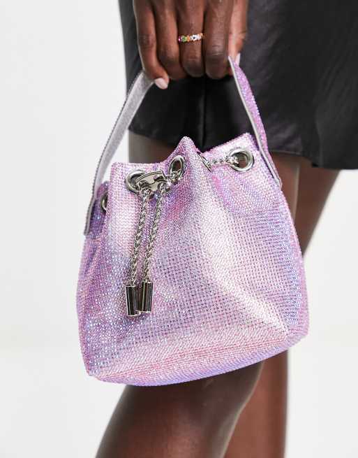 Iridescent mesh bucket bag