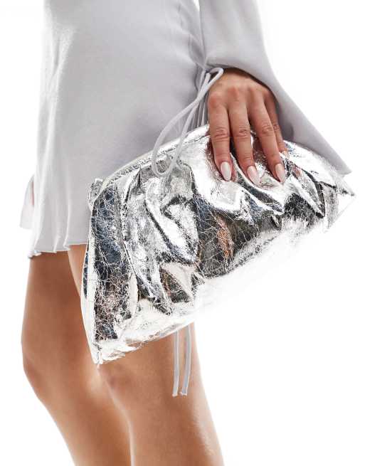 Silver clutch bag asos online