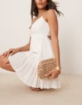 [True Decadence] True Decadence metallic woven clutch bag with chain in gold No Size GOLD