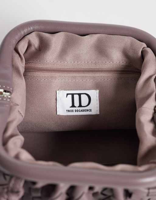 True Decadence mini borsa a spalla imbottita intrecciata lilla malva, 3 di 4