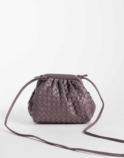 True Decadence mini geweven schoudertas met kussenmodel in mauvepaars, 4 van 4