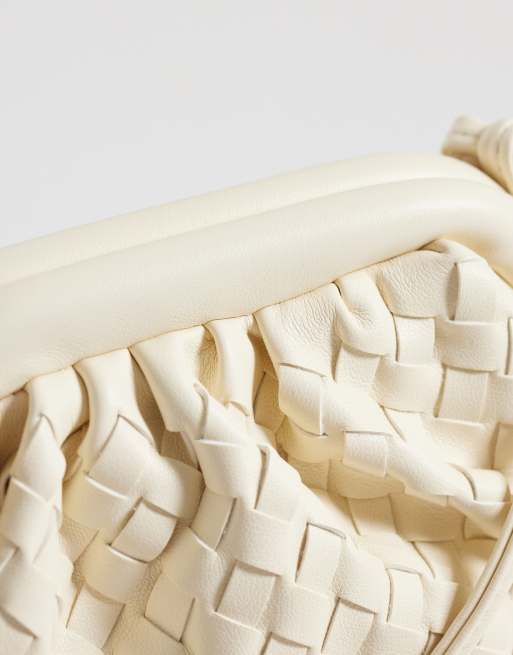 True Decadence mini woven pillow shoulder bag in cream, 3 of 4