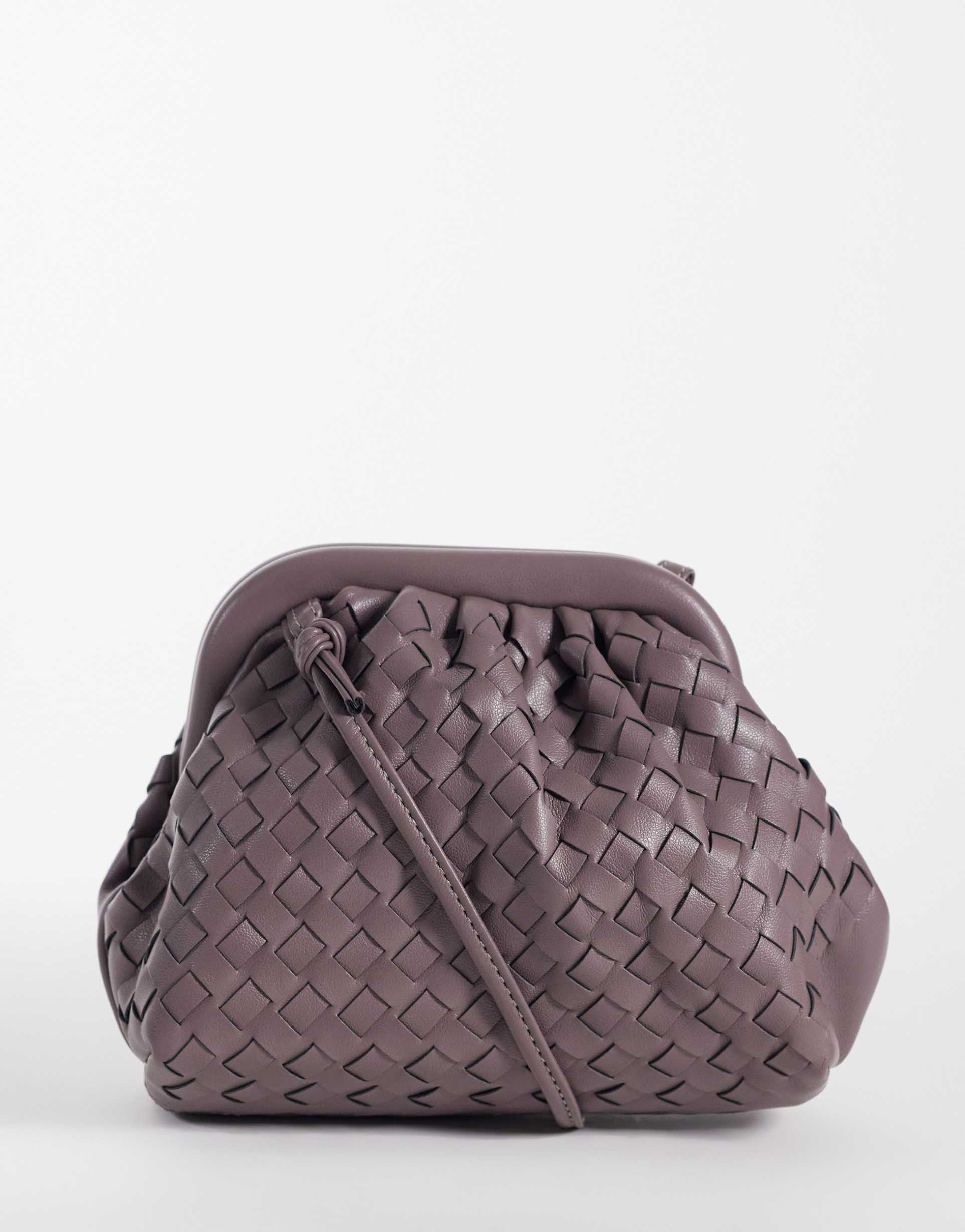 true decadence mini woven pillow shoulder bag in mauve purple