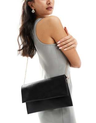 True Decadence Minimal Envelope Clutch Bag In Black