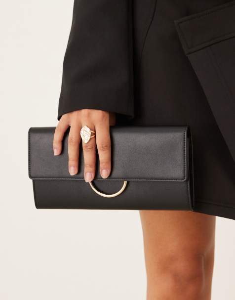 True Decadence minimal PU clutch bag in black - view 1