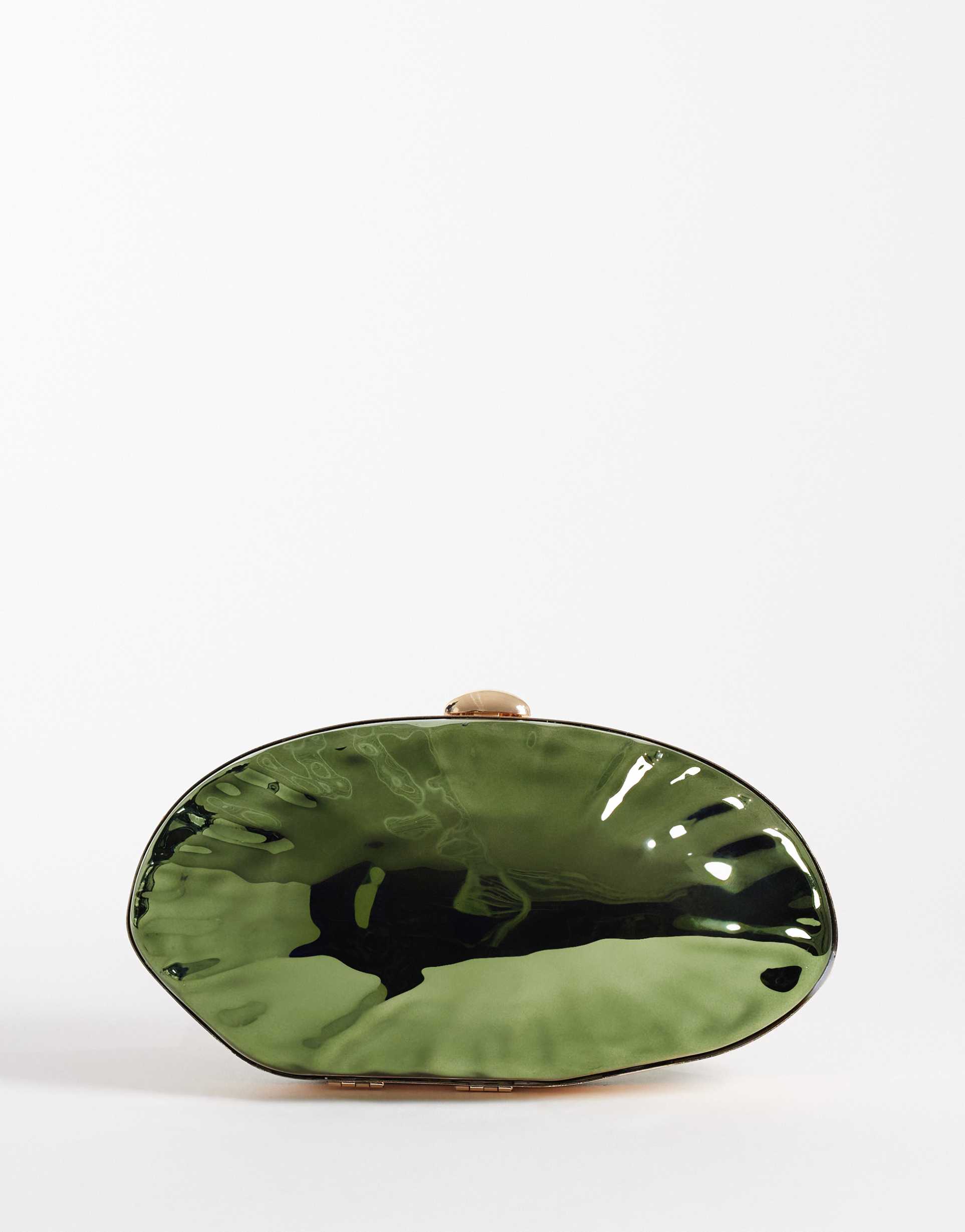 true decadence molten hard clutch bag in green