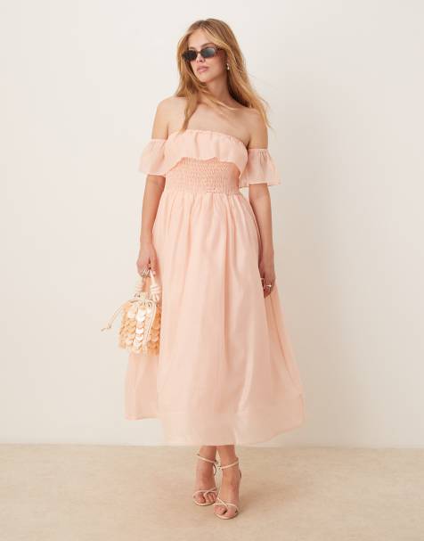 True Decadence No strap midi dress in dusty peach - view 1