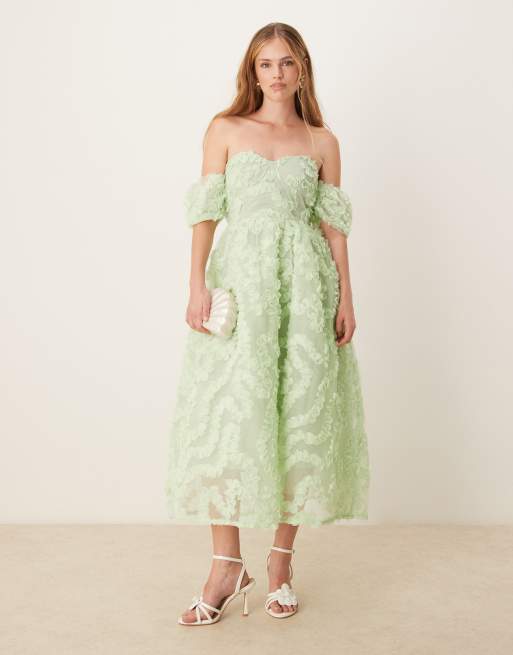 True Decadence No strap midi dress in sage green