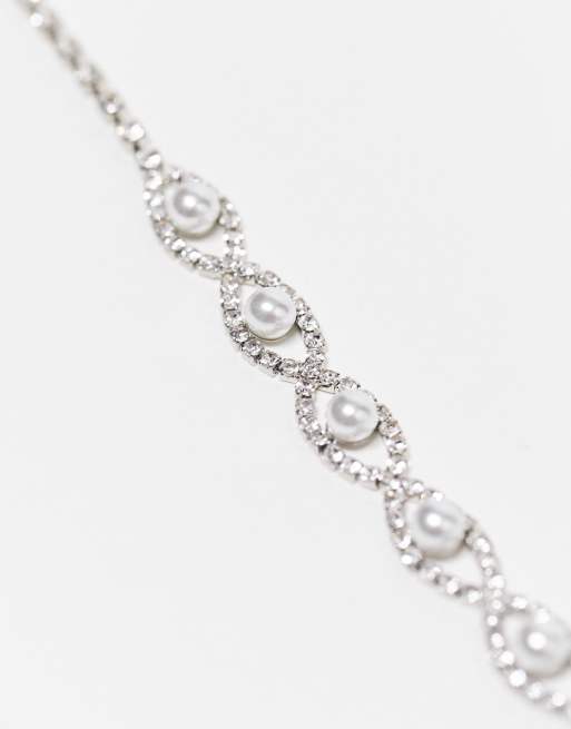 True Decadence occasion matching earrings, necklace and bracelet set in silver tone with pearls , 2 of 4