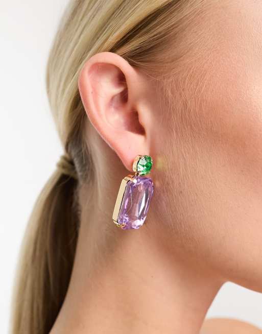 True Decadence – Ohrringe mit Schmucksteinen in Rosa und Grün