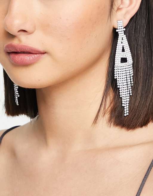 True Decadence - Oorhangers met siersteentjes en 'A'-initiaal in zilver
