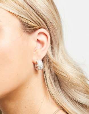 True Decadence - Orecchini a cerchio spessi color argento con diamanti sintetici