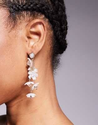 Orecchini Pendenti Con Fiori Di Ciliegio E Perle – Rosa E Oro – Boho Chic Per Donne - 2