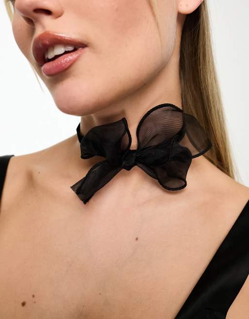 Black bow wrap clearance choker